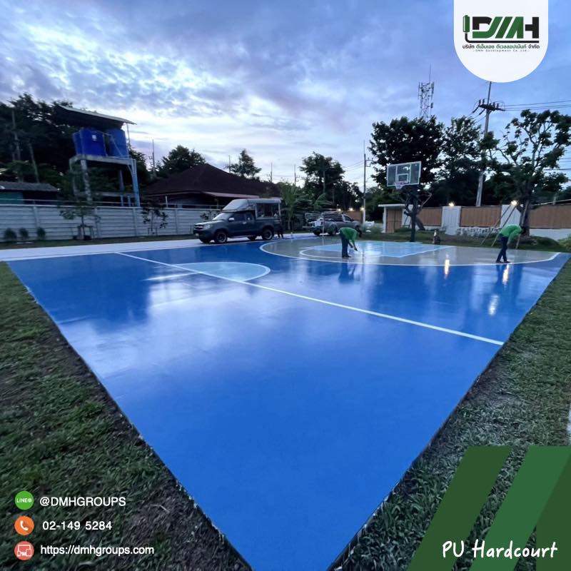 พื้นสนามบาสเกตบอล PU Hardcourt ระยอง DMH Groups 13