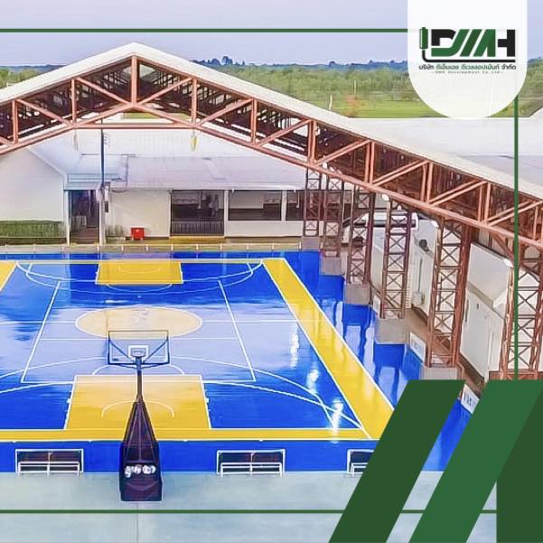 ตีเส้นสนามบาสเกตบอล มาตรฐาน FIBA โรงเรียนธารปัญญา
