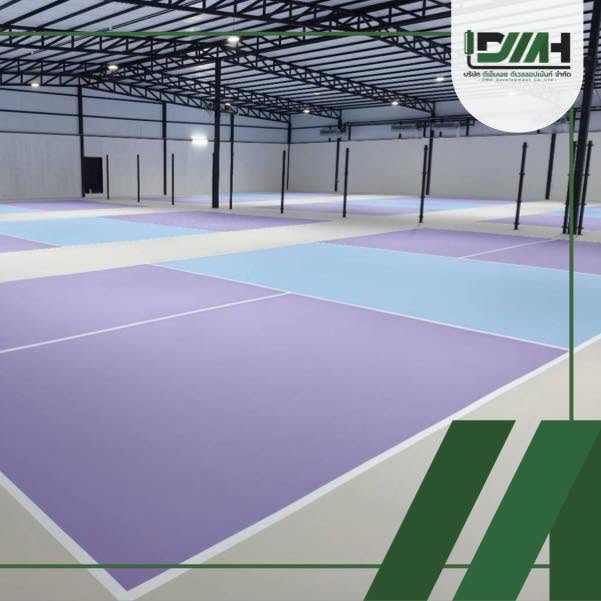 สนาม Pickleball Pick A Court สุขุมวิท 62 Acrylic Hardcourt โทนพาสเทล