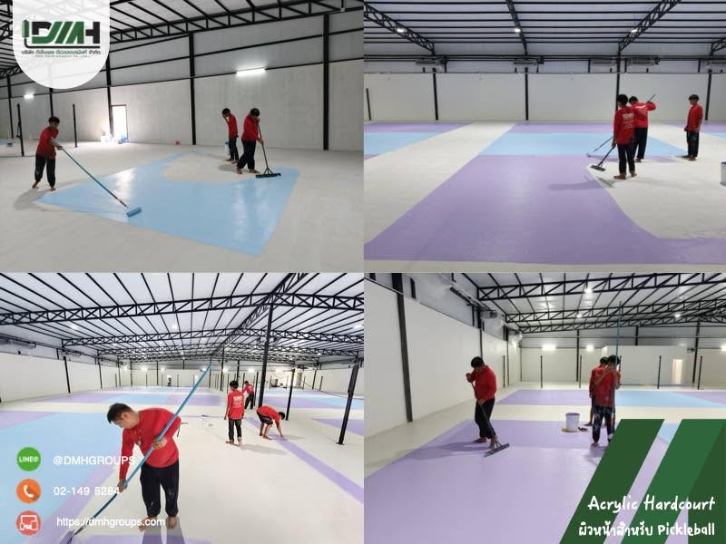 สนาม Pickleball Pick A Court สุขุมวิท 62 Acrylic Hardcourt โทนพาสเทล