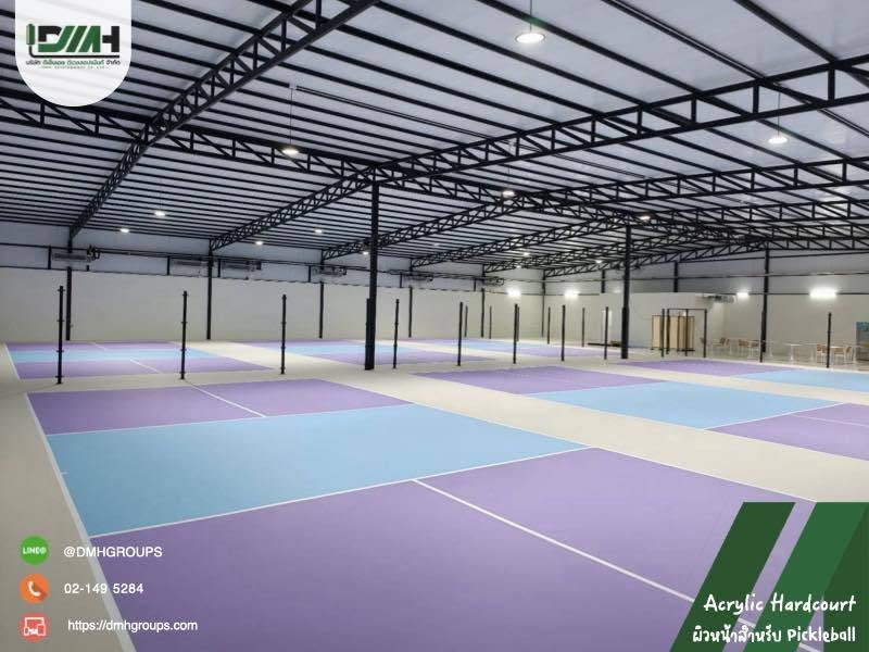 สนาม Pickleball Pick A Court สุขุมวิท 62 Acrylic Hardcourt โทนพาสเทล
