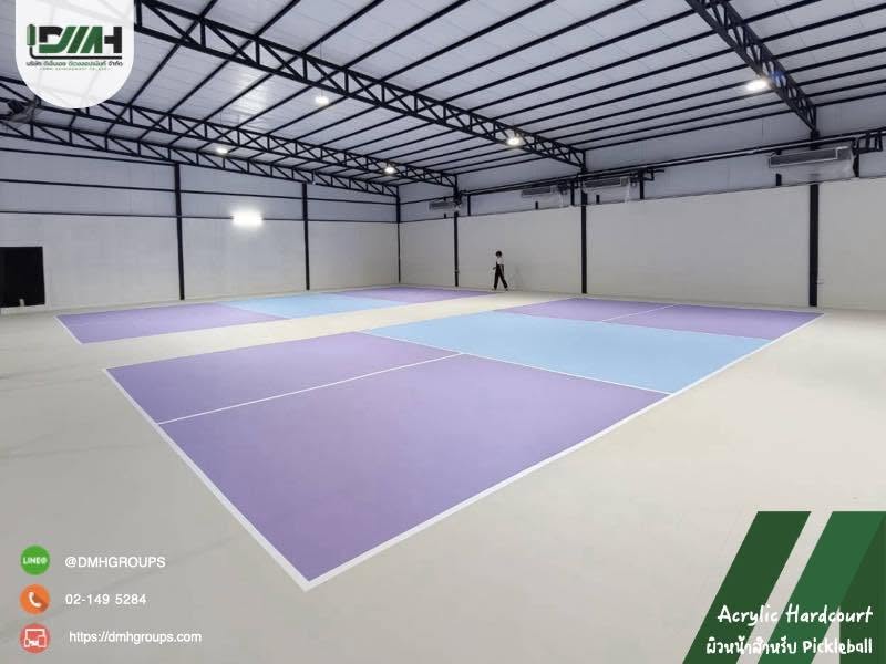 สนาม Pickleball Pick A Court สุขุมวิท 62 Acrylic Hardcourt โทนพาสเทล