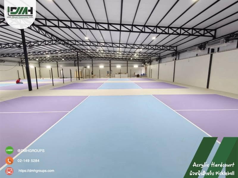 สนาม Pickleball Pick A Court สุขุมวิท 62 Acrylic Hardcourt โทนพาสเทล