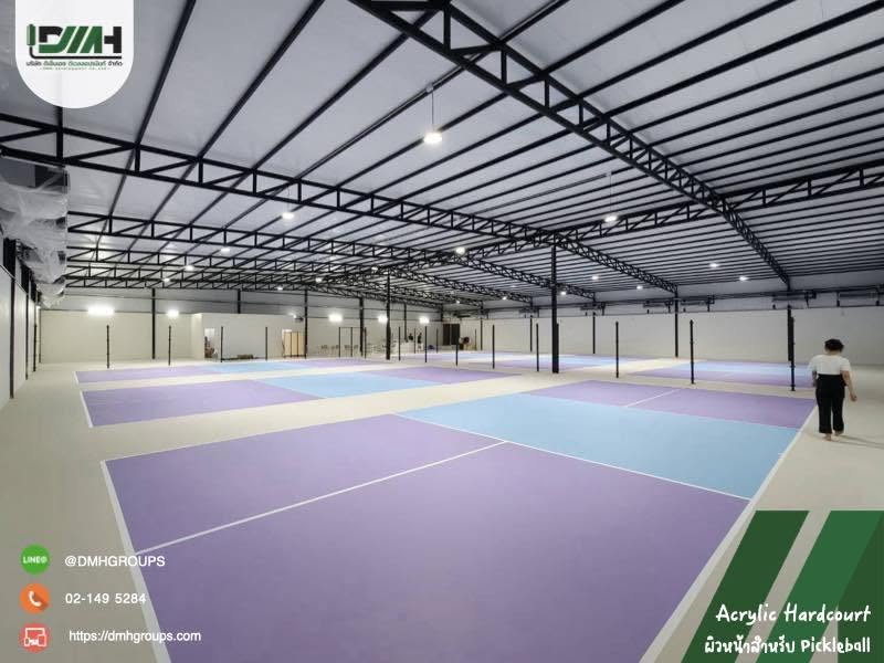 สนาม Pickleball Pick A Court สุขุมวิท 62 Acrylic Hardcourt โทนพาสเทล