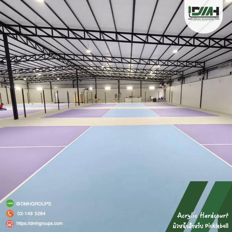 สนาม Pickleball Pick A Court สุขุมวิท 62 Acrylic Hardcourt โทนพาสเทล