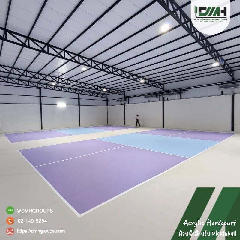 สนาม Pickleball Pick A Court สุขุมวิท 62 Acrylic Hardcourt โทนพาสเทล