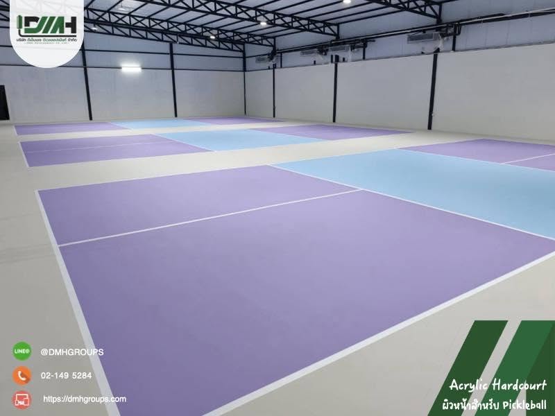 สนาม Pickleball Pick A Court สุขุมวิท 62 Acrylic Hardcourt โทนพาสเทล