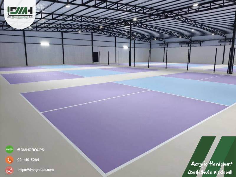 สนาม Pickleball Pick A Court สุขุมวิท 62 Acrylic Hardcourt โทนพาสเทล