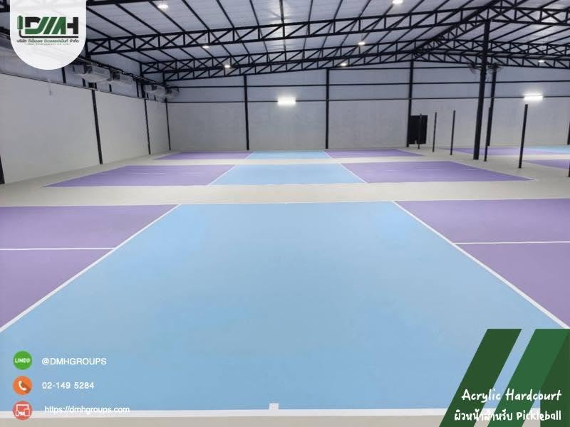 สนาม Pickleball Pick A Court สุขุมวิท 62 Acrylic Hardcourt โทนพาสเทล