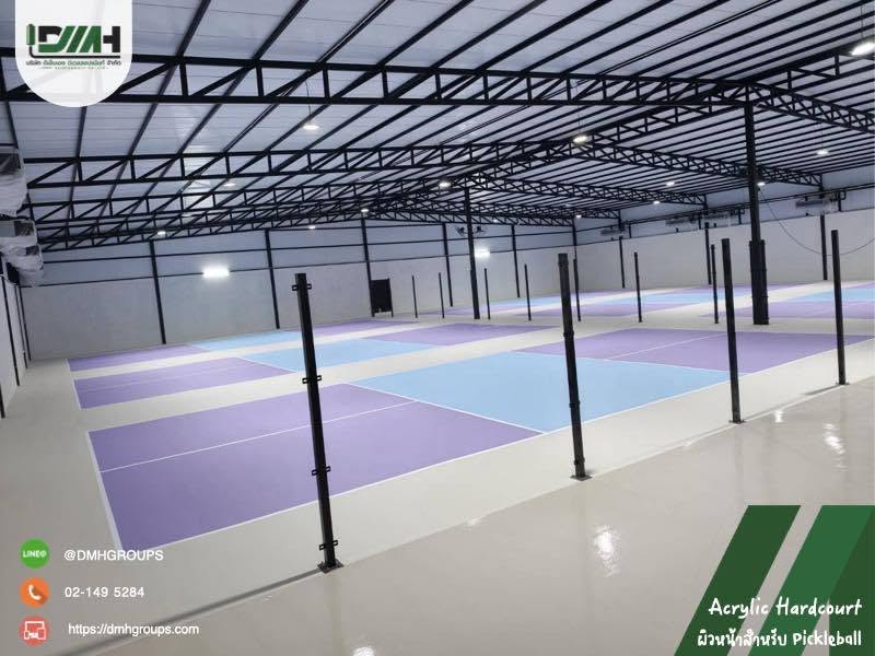 สนาม Pickleball Pick A Court สุขุมวิท 62 Acrylic Hardcourt โทนพาสเทล