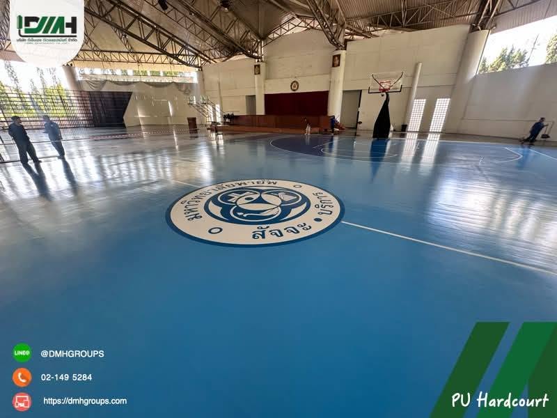 สนามบาสเกตบอลในร่ม พื้น PU Hardcourt สองโทนสีน้ำเงิน มหาวิทยาลัยพายัพ เชียงใหม่ รูปที่ 3
