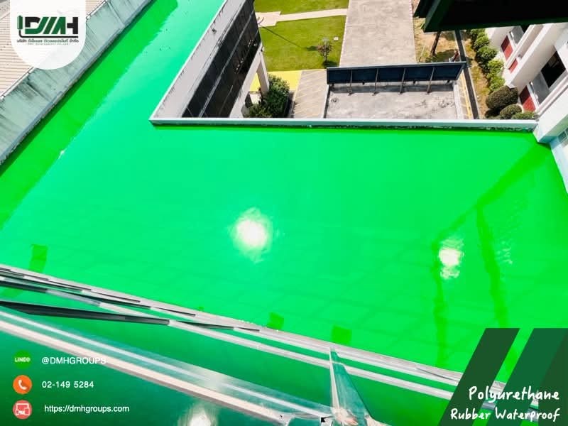 ดาดฟ้ากันซึม PU Rubber Waterproof สีเขียว วิทยาลัยป้องกันและบรรเทาสาธารณภัย ปทุมธานี รูปที่ 14