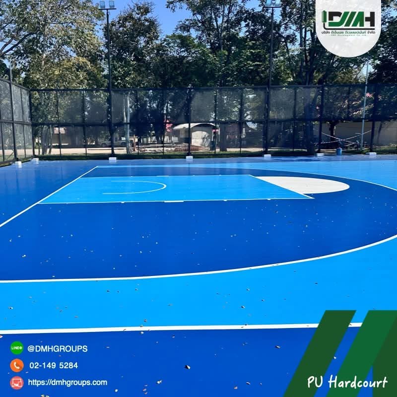 สนามบาสเกตบอล PU Hardcourt สวนสาธารณะเวียงละกอน ลำปาง มุมกว้างทั้งสนาม รูปที่ 3