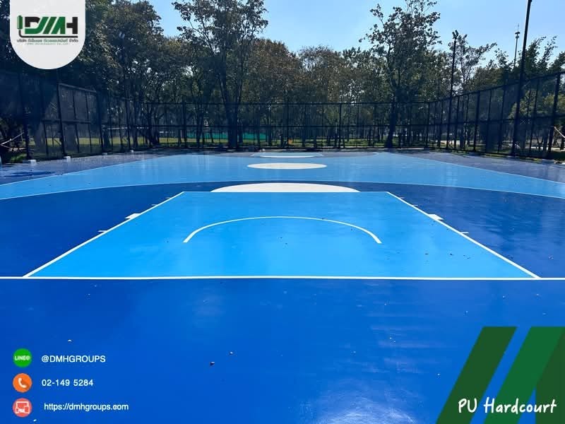 สนามบาสเกตบอล PU Hardcourt สวนสาธารณะเวียงละกอน ลำปาง มองตรงจากปลายสนาม รูปที่ 9