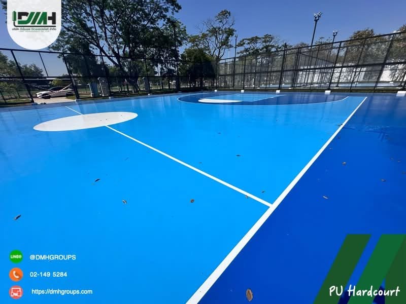 สนามบาสเกตบอล PU Hardcourt สวนสาธารณะเวียงละกอน ลำปาง มุมข้างเห็นเส้นแบ่งแดน รูปที่ 10