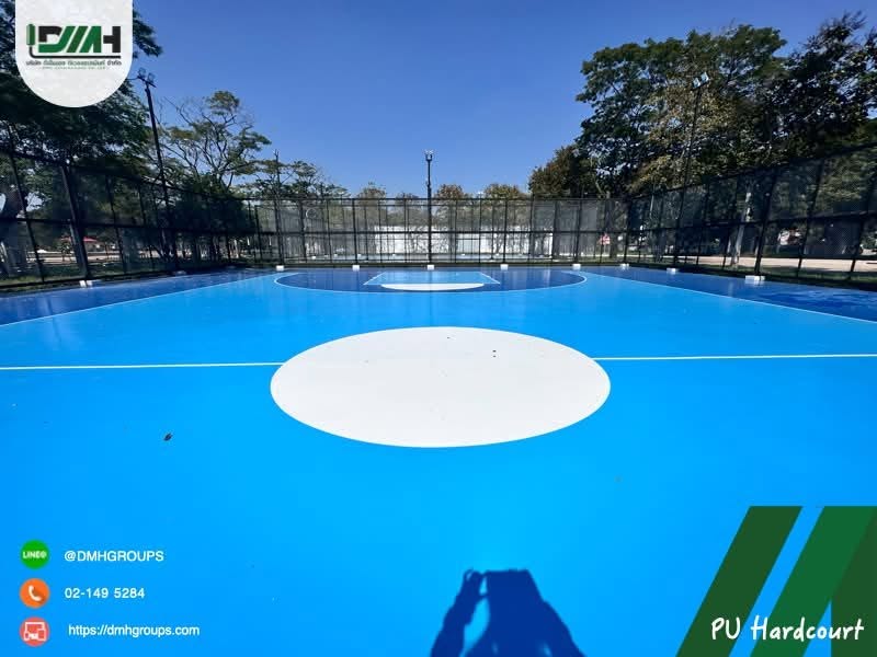 สนามบาสเกตบอล PU Hardcourt สวนสาธารณะเวียงละกอน ลำปาง วงกลมกลางสนามมองตรง รูปที่ 11