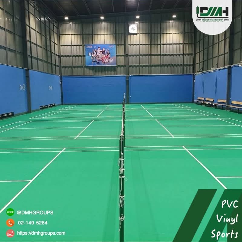 สนามแบดมินตัน ลาดพร้าว PVC Sport Phokaew Sports Complex กรุงเทพฯ คอร์ทแบดมินตันพร้อมเบาะกันกระแทกผนังและป้ายเลขคอร์ท รูปที่ 10