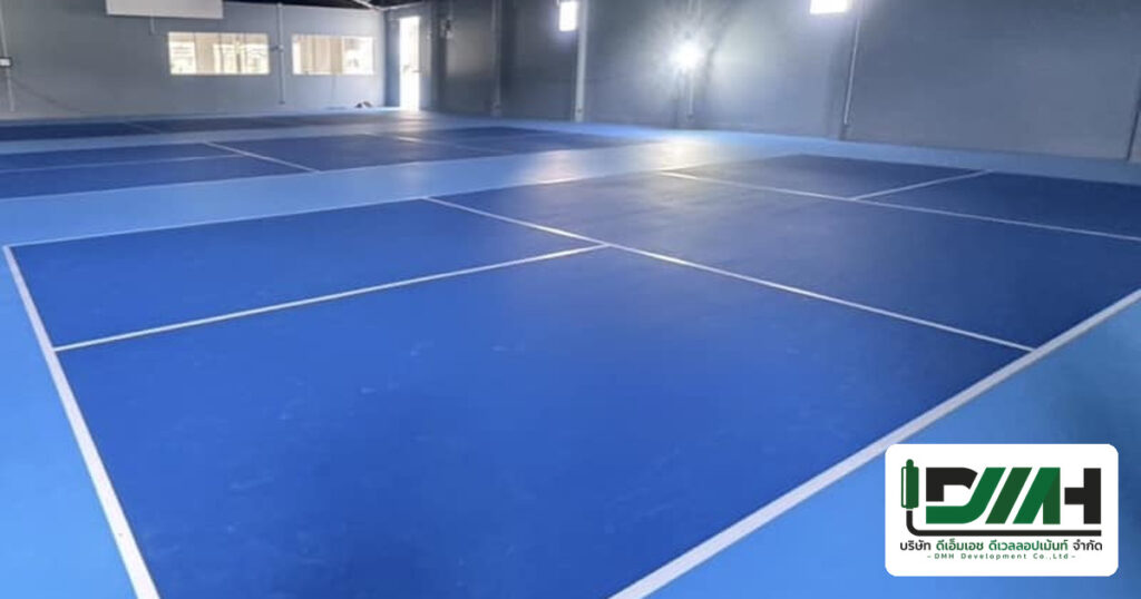ผลงานติดตั้งพื้นสนามกีฬาโดย DMH Groups — งานพื้นสนามกีฬา สนามPickle ball T-Rex Sport club Hua-hin ประจวบคีรีขันธ์