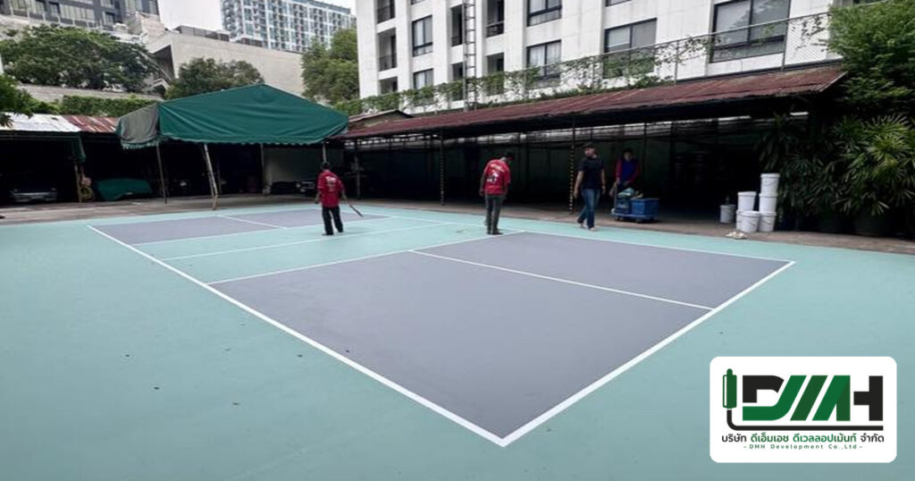 ผลงานติดตั้งพื้นสนามกีฬาโดย DMH Groups — สนาม ฟิกเกอร์บอล -Pickle ball ทองหล่อ กรุงเทพฯ