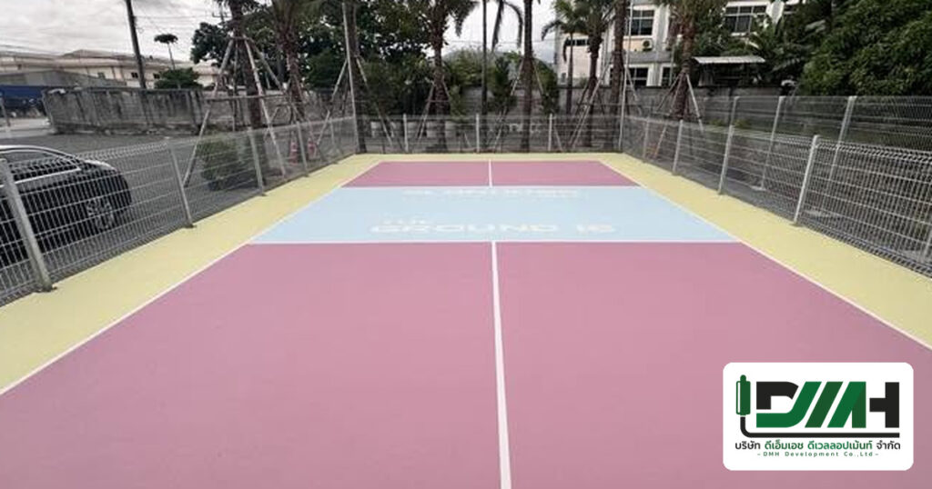 ผลงานติดตั้งพื้นสนามกีฬาโดย DMH Groups — สนาม Pickleball Acrylic Hardcourt The Ground 16 บางแสน ชลบุรี